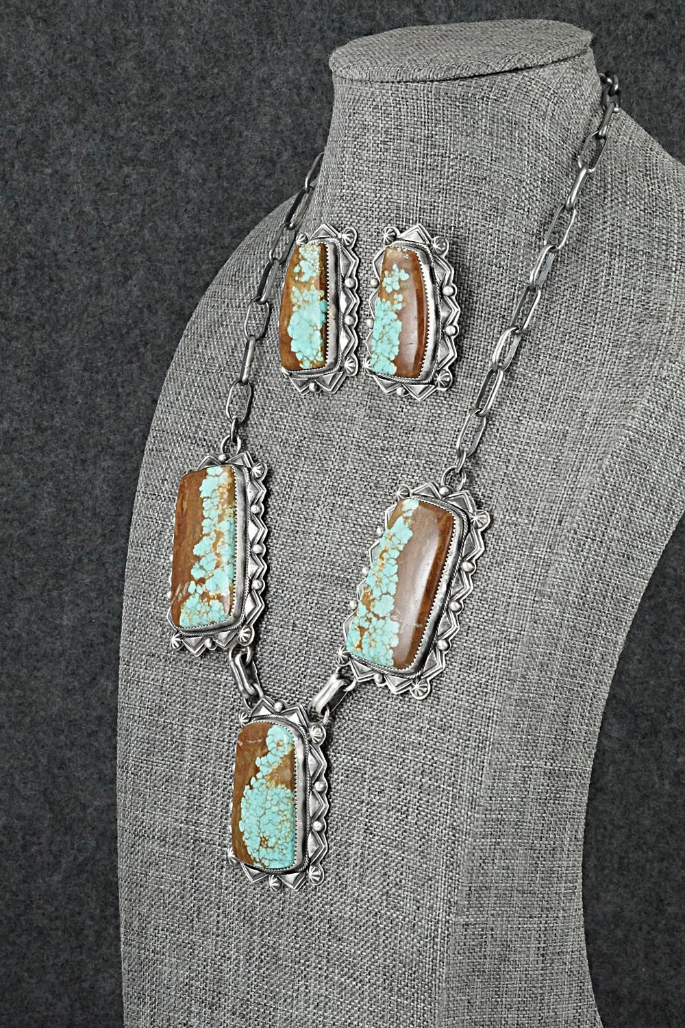 Turquoise & Sterling Silver Necklace and Earrings Set - Randy Boyd