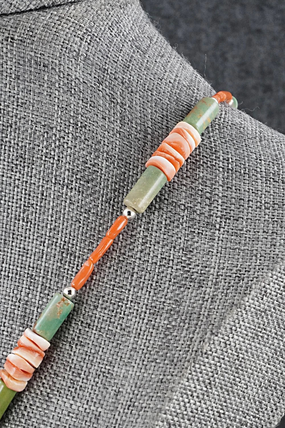 Spiny Oyster, Turquoise & Sterling Silver Necklace Set - Erika Brown