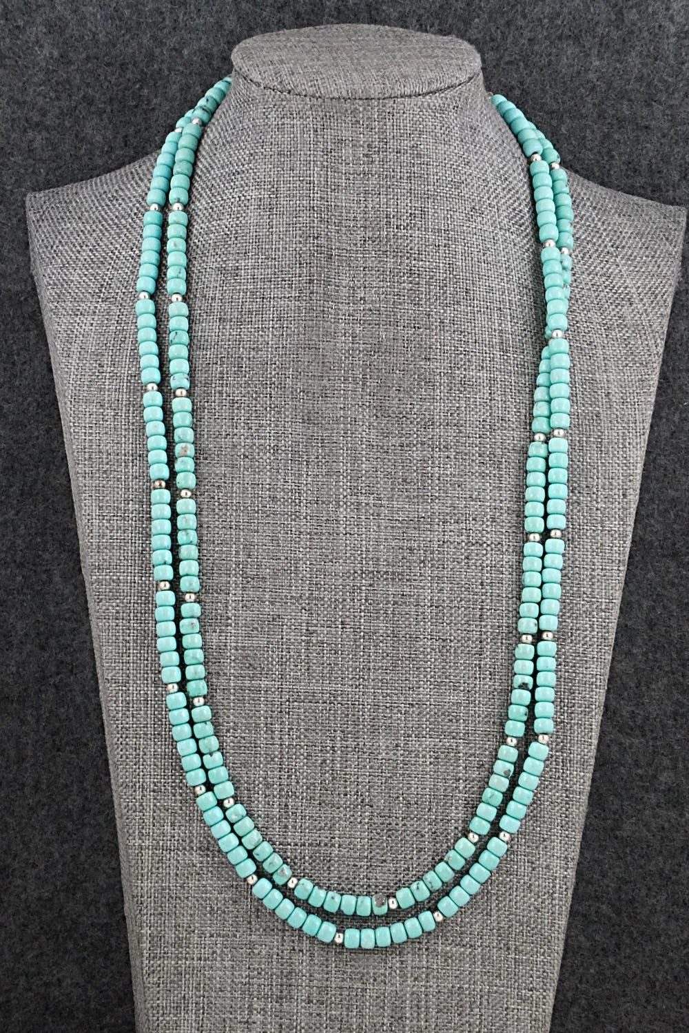 Turquoise & Sterling Silver Necklace 22" - Erika Brown