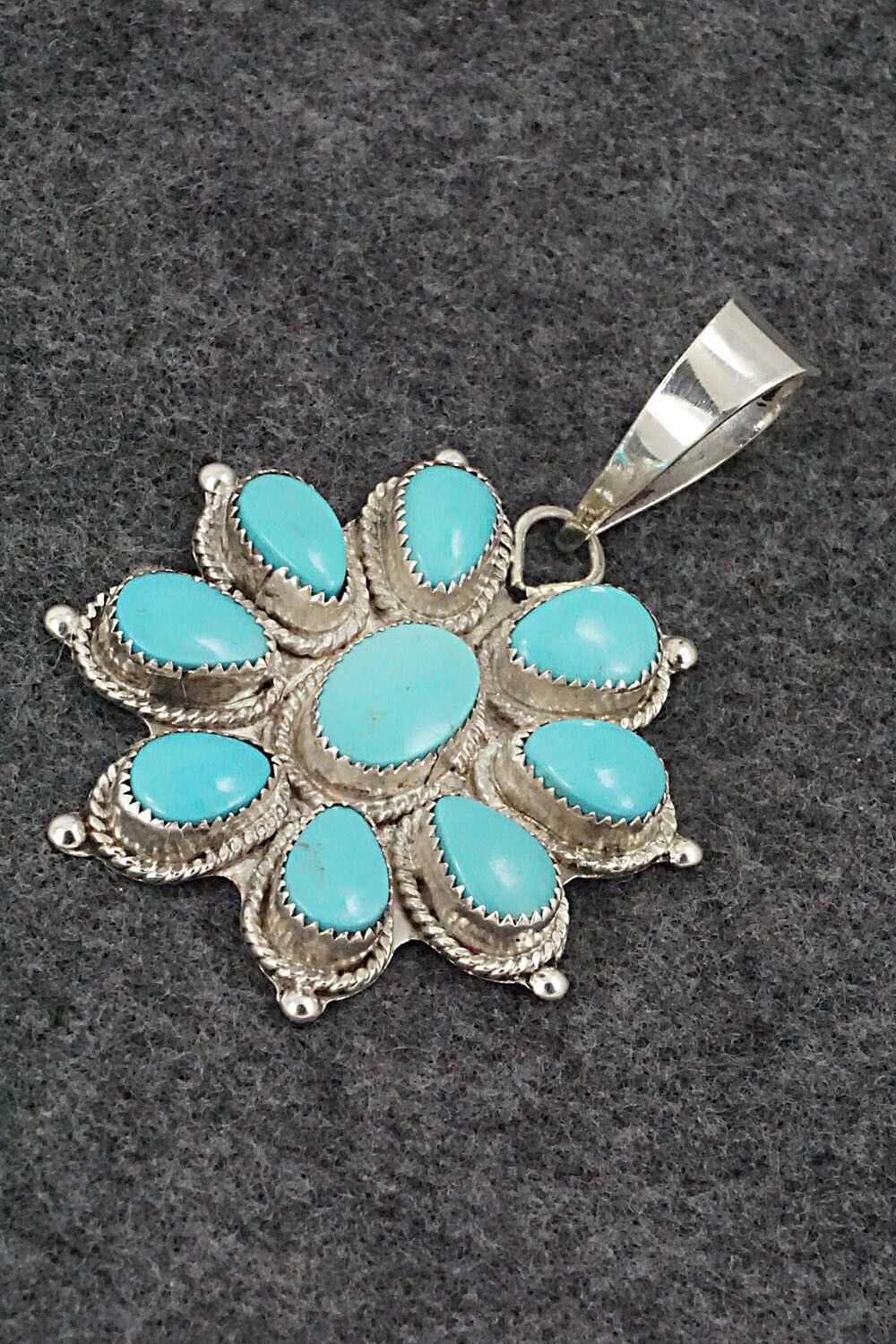 Turquoise & Sterling Silver Pendant - Kenny Calavaza