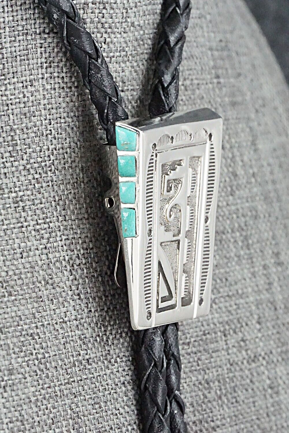 Turquoise & Sterling Silver Bolo Tie - Leonard Jim