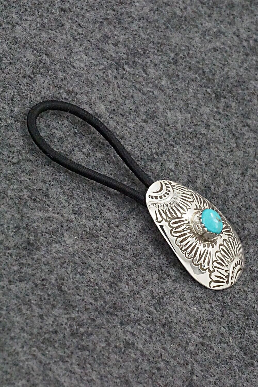 Turquoise & Sterling Silver Hair Tie - Shirley Skeets