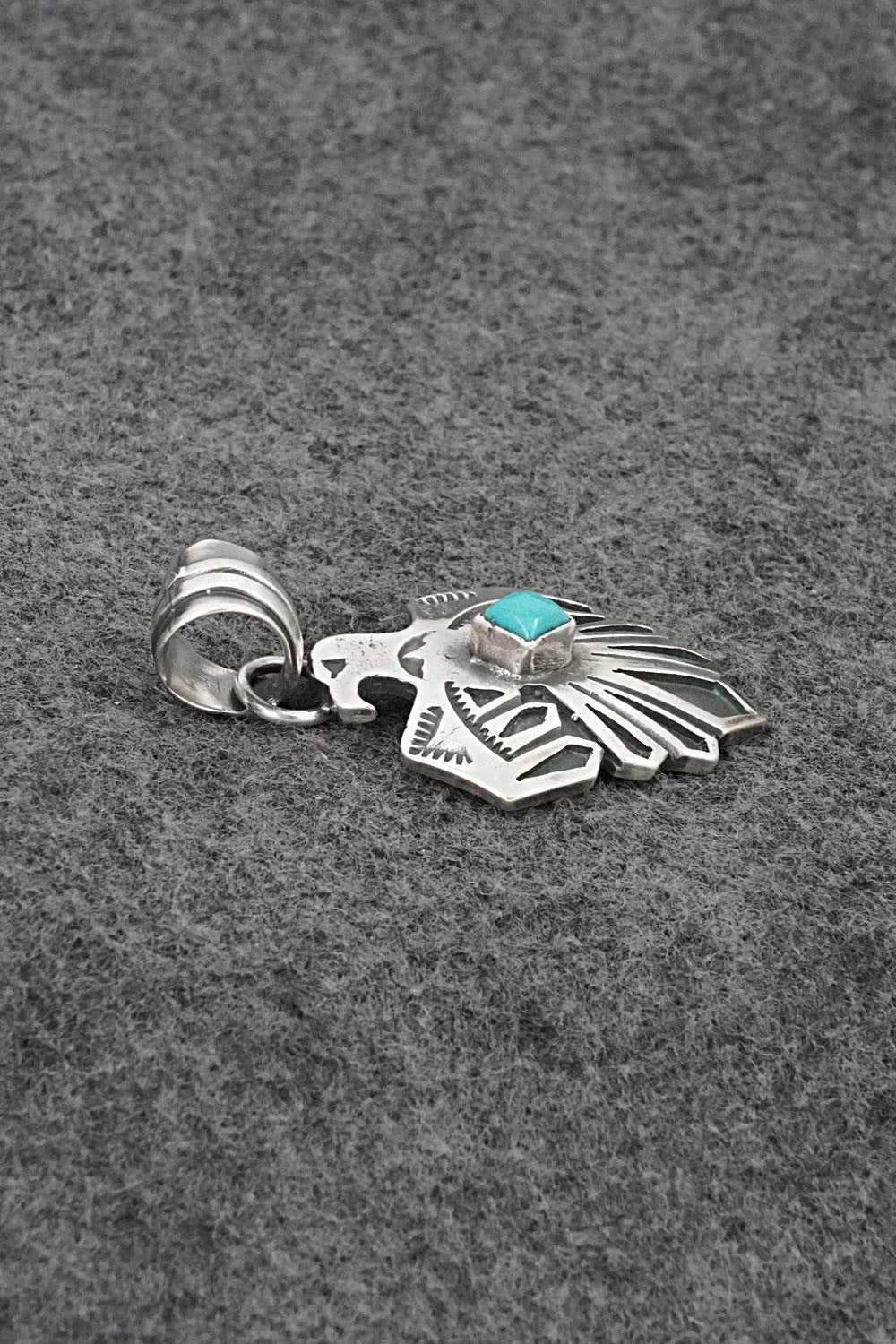Turquoise & Sterling Silver Pendant - Jerold Joe
