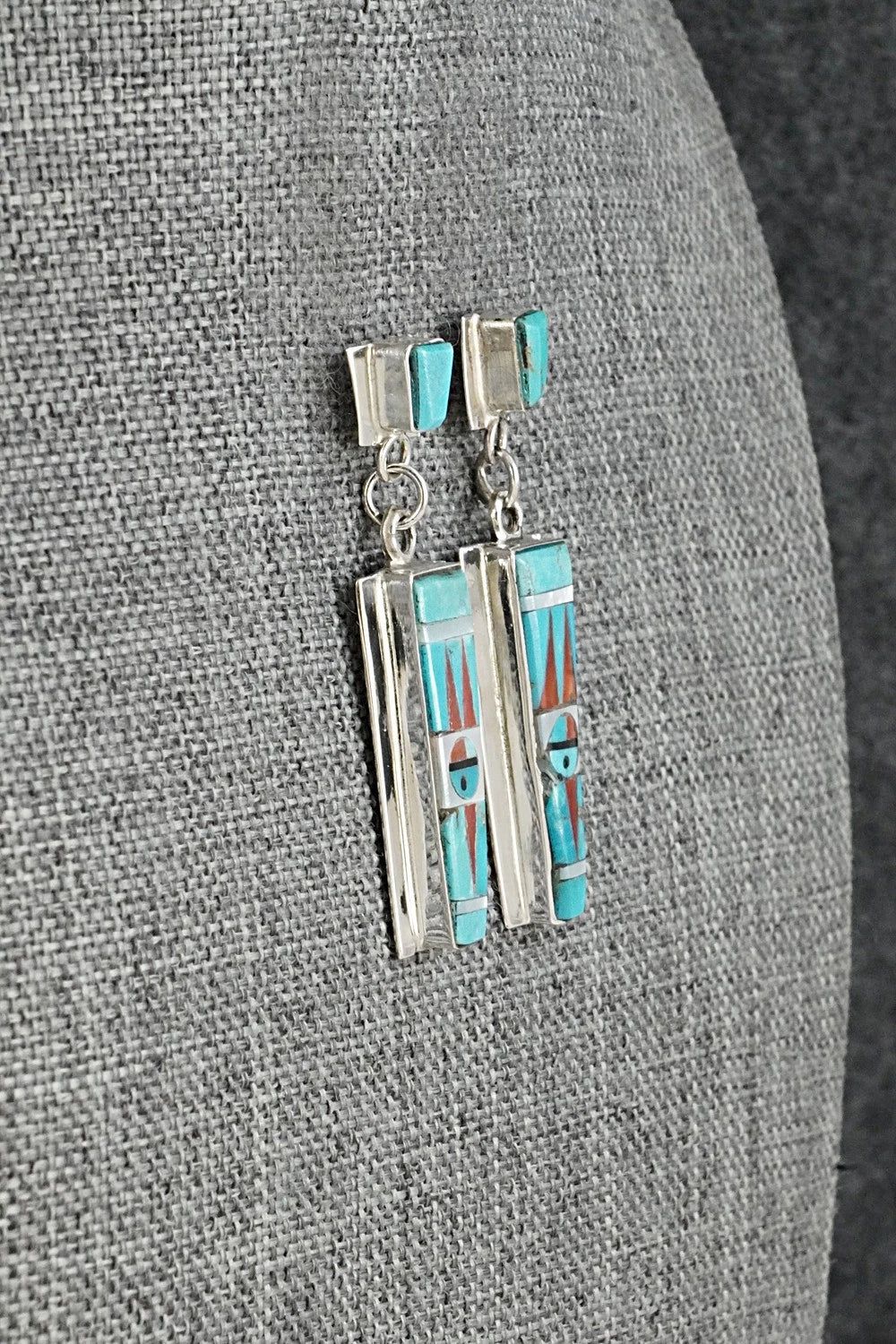 Multi-Stone & Sterling Silver Inlay Earrings - Rayland Edaakie