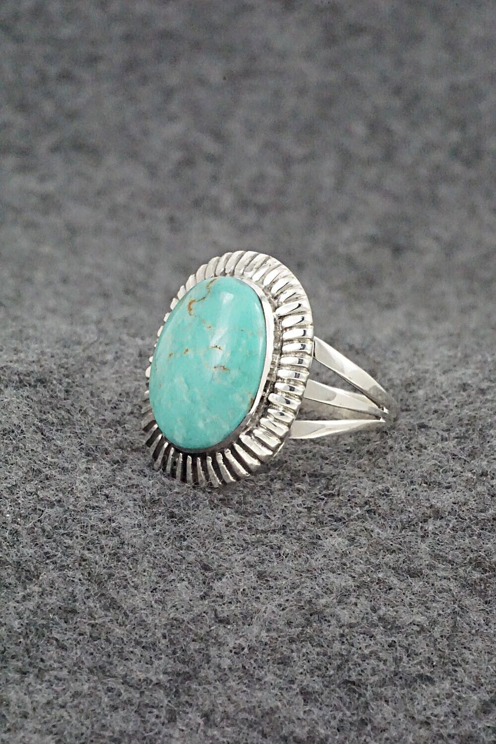 Turquoise & Sterling Silver Ring - Kenny Lonjose - Size 6.75