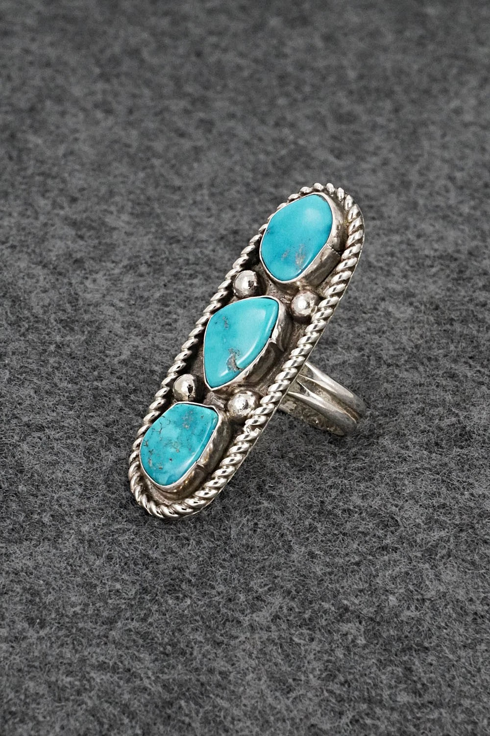 Turquoise & Sterling Silver Ring - Priscilla Reeder - Size 7.5