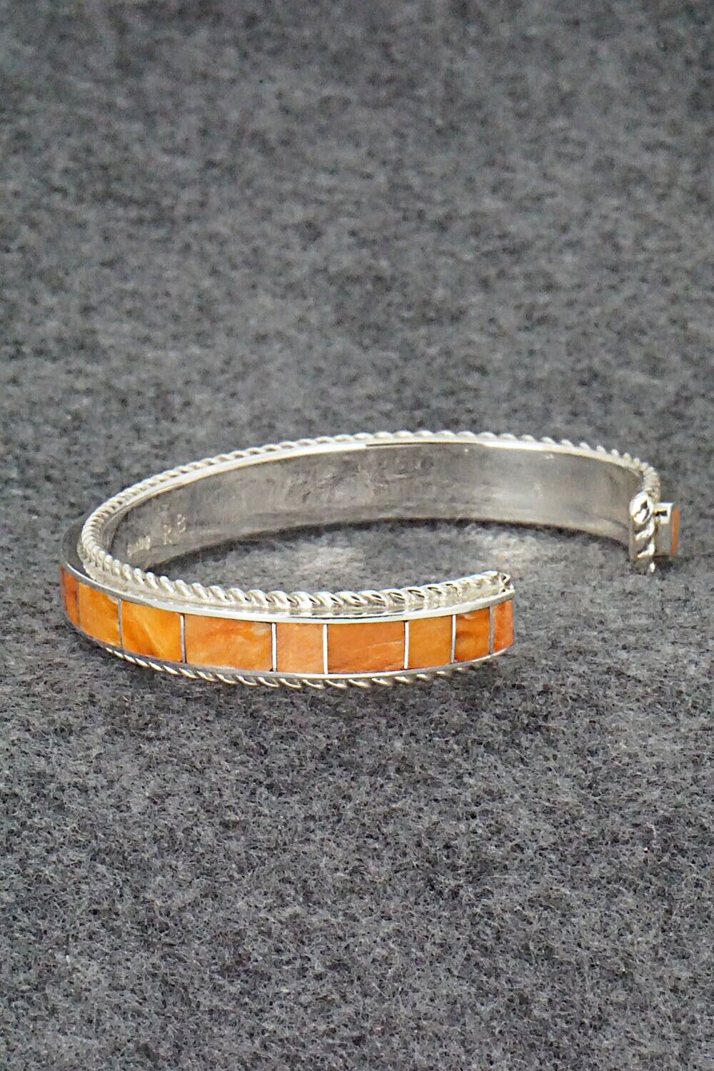 Spiny Oyster & Sterling Silver Inlay Bracelet - Ricky Booqua