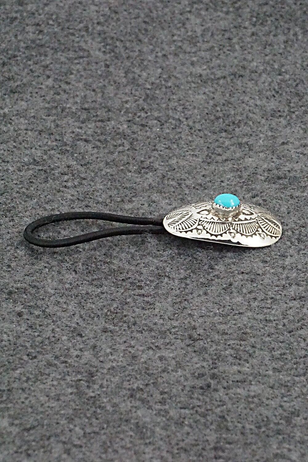Turquoise & Sterling Silver Hair Tie - Shirley Skeets