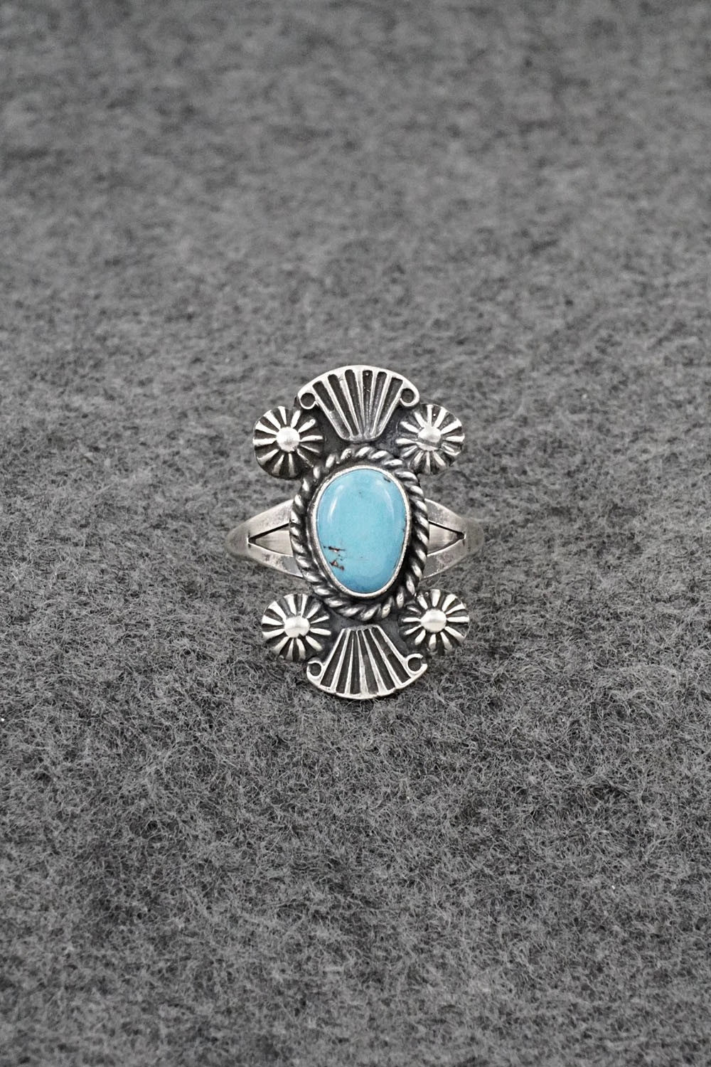 Turquoise and Sterling Silver Ring - Jerryson Henio - Size 8