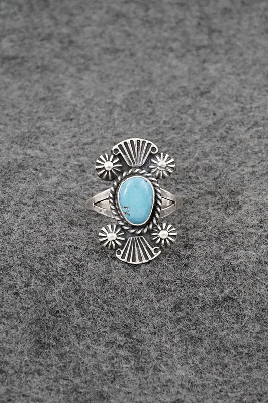 Turquoise and Sterling Silver Ring - Jerryson Henio - Size 8