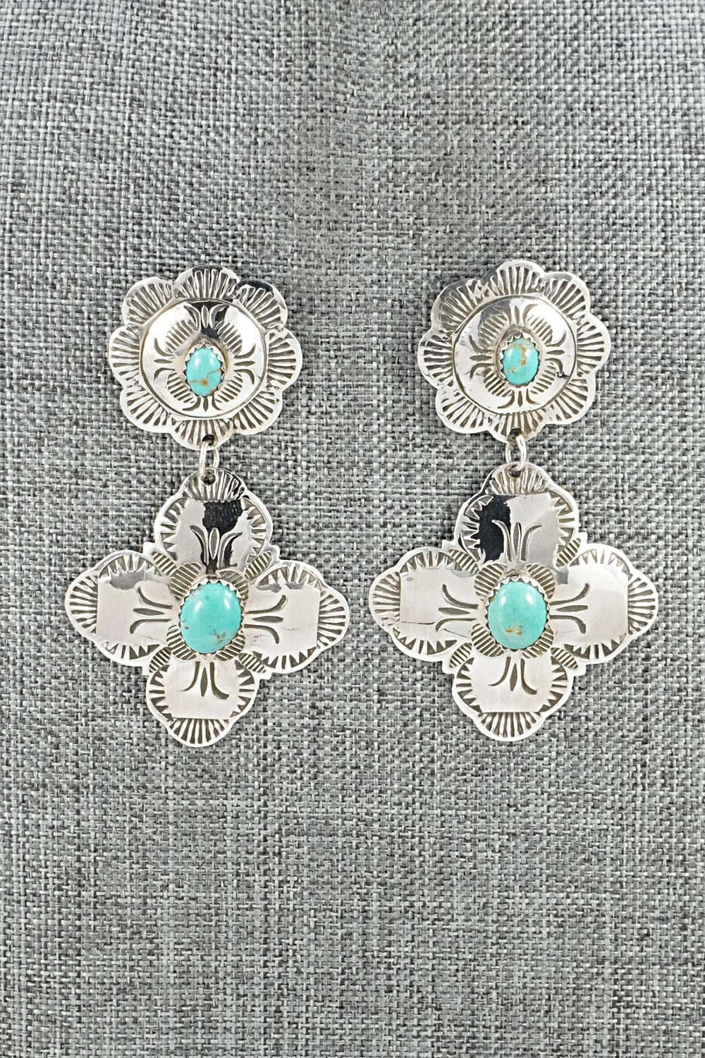 Turquoise & Sterling Silver Earrings - Bertha Begay