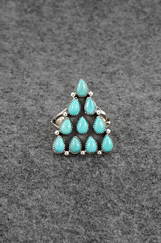 Turquoise & Sterling Silver Ring - Loretta Delgarito - Size 7.5