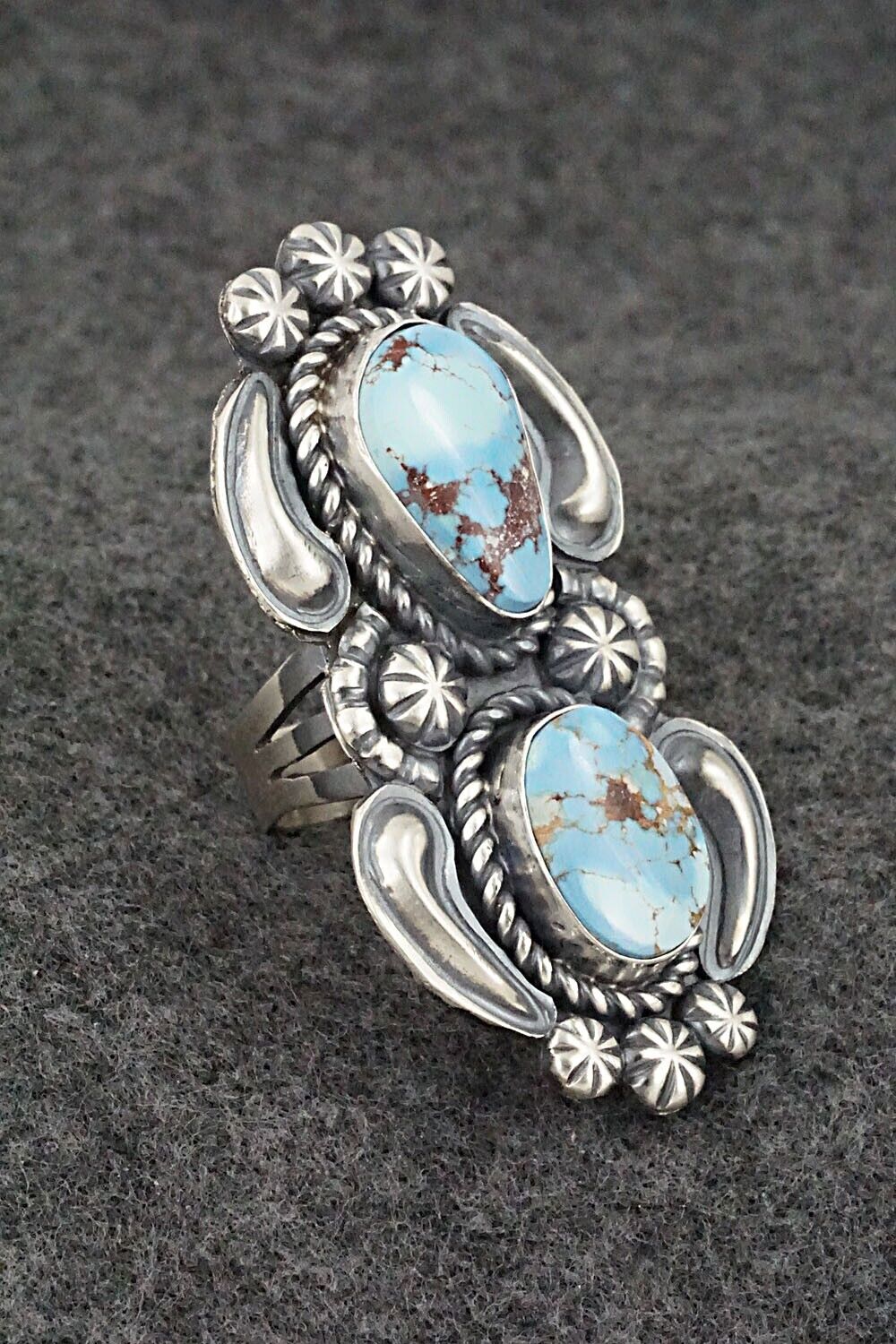 Turquoise & Sterling Silver Ring - Jeff James - Size 8