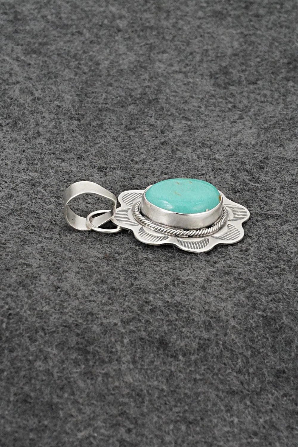 Turquoise & Sterling Silver Pendant - Cordell Platero