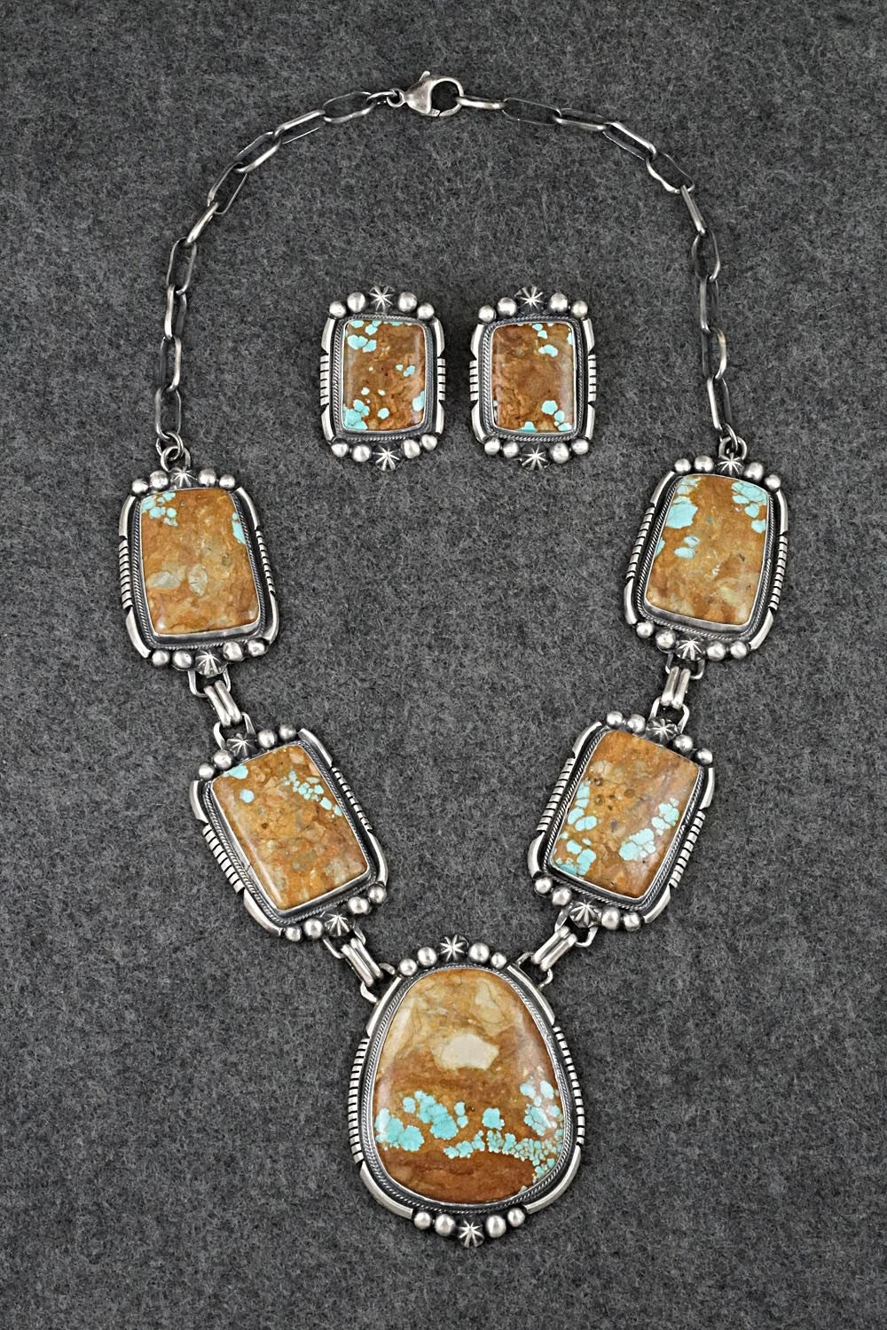 Turquoise & Sterling Silver Necklace and Earrings Set - Bob Becenti