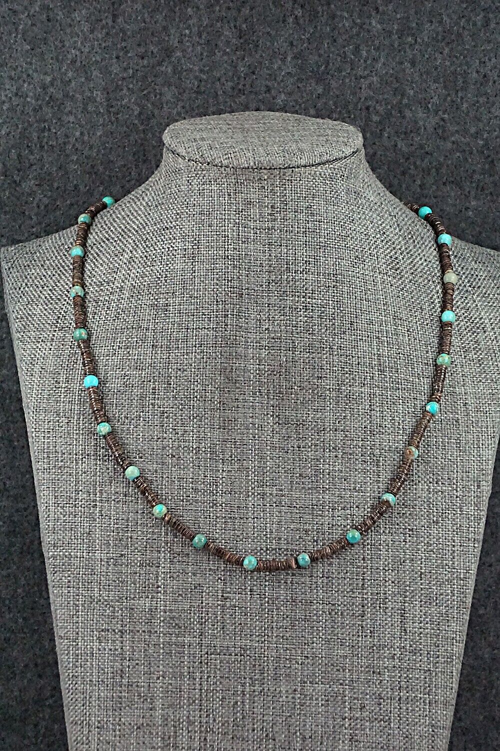 Turquoise, Shell & Sterling Silver Necklace 18" - Ramona Bird