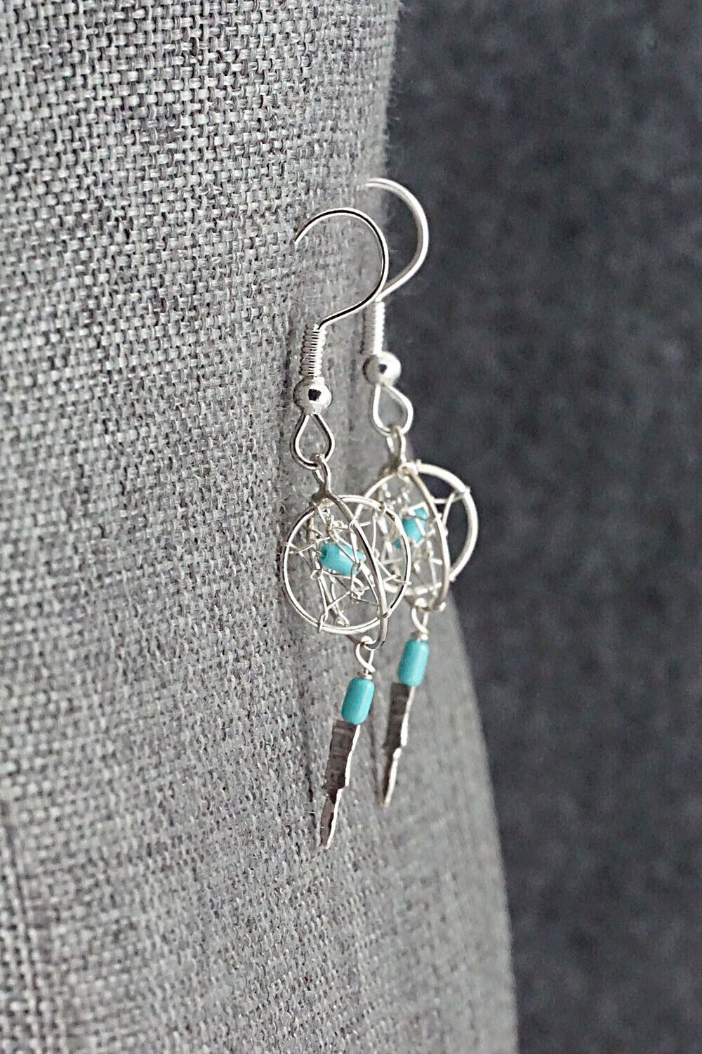 Turquoise & Sterling Silver Earrings - Lena Platero