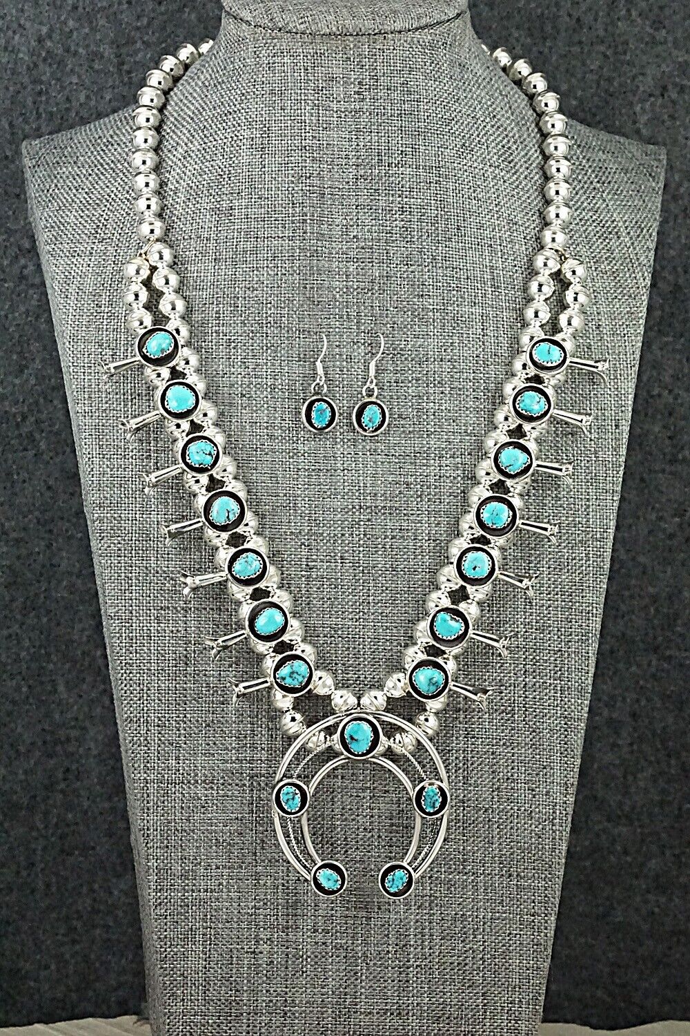 Turquoise & Sterling Silver Squash Blossom Set - Phil Garcia