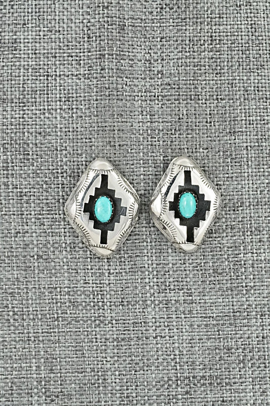 Turquoise & Sterling Silver Earrings - Phil Perry