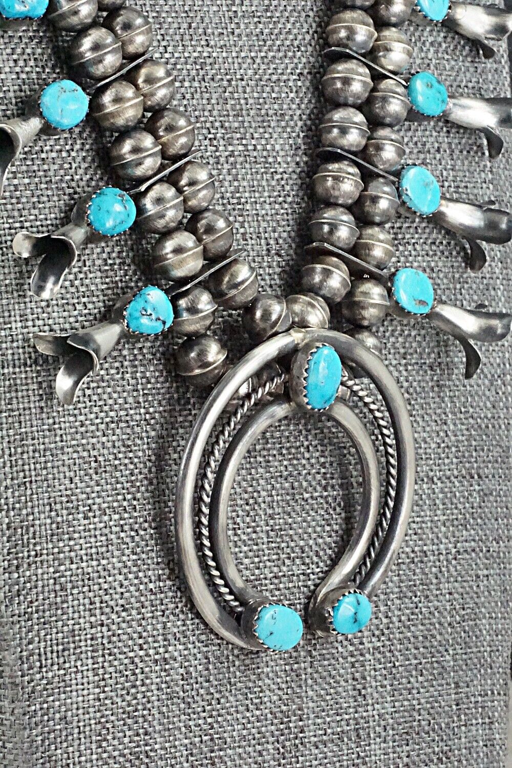 Turquoise & Sterling Silver Squash Blossom Set - Marie Kirlie