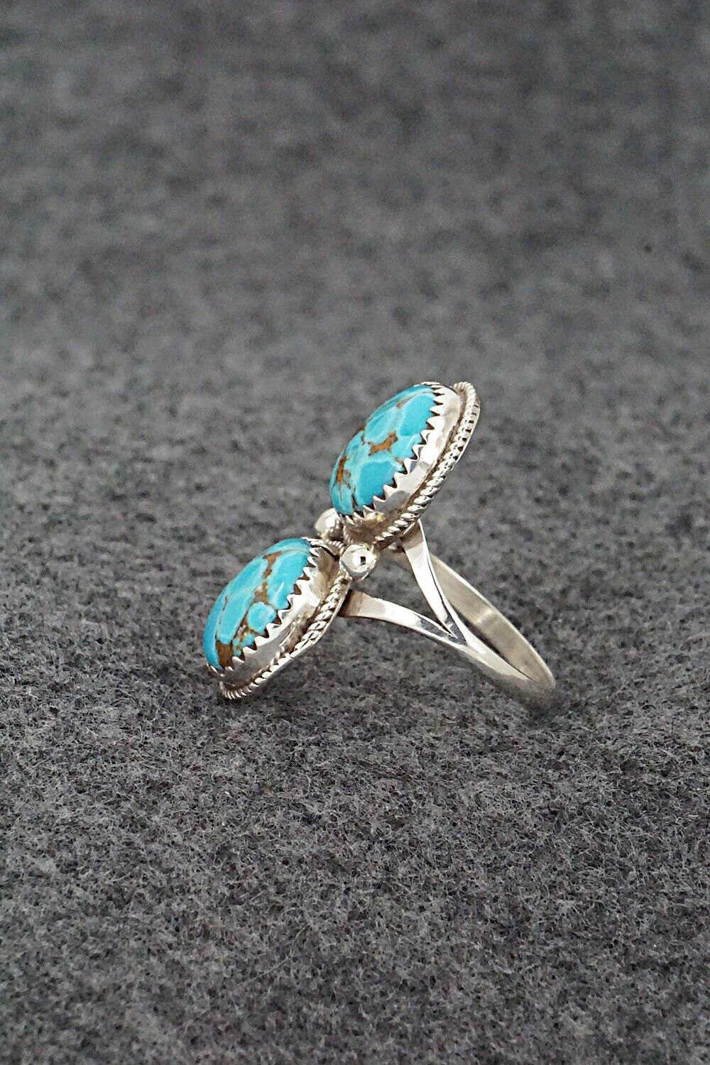 Turquoise & Sterling Silver Ring - Ernest Hawthorne - Size 7.5