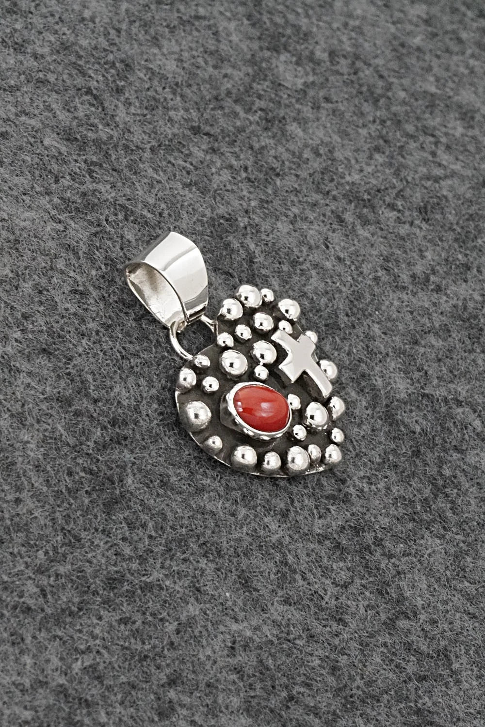 Coral & Sterling Silver Pendant - Raymond Coriz
