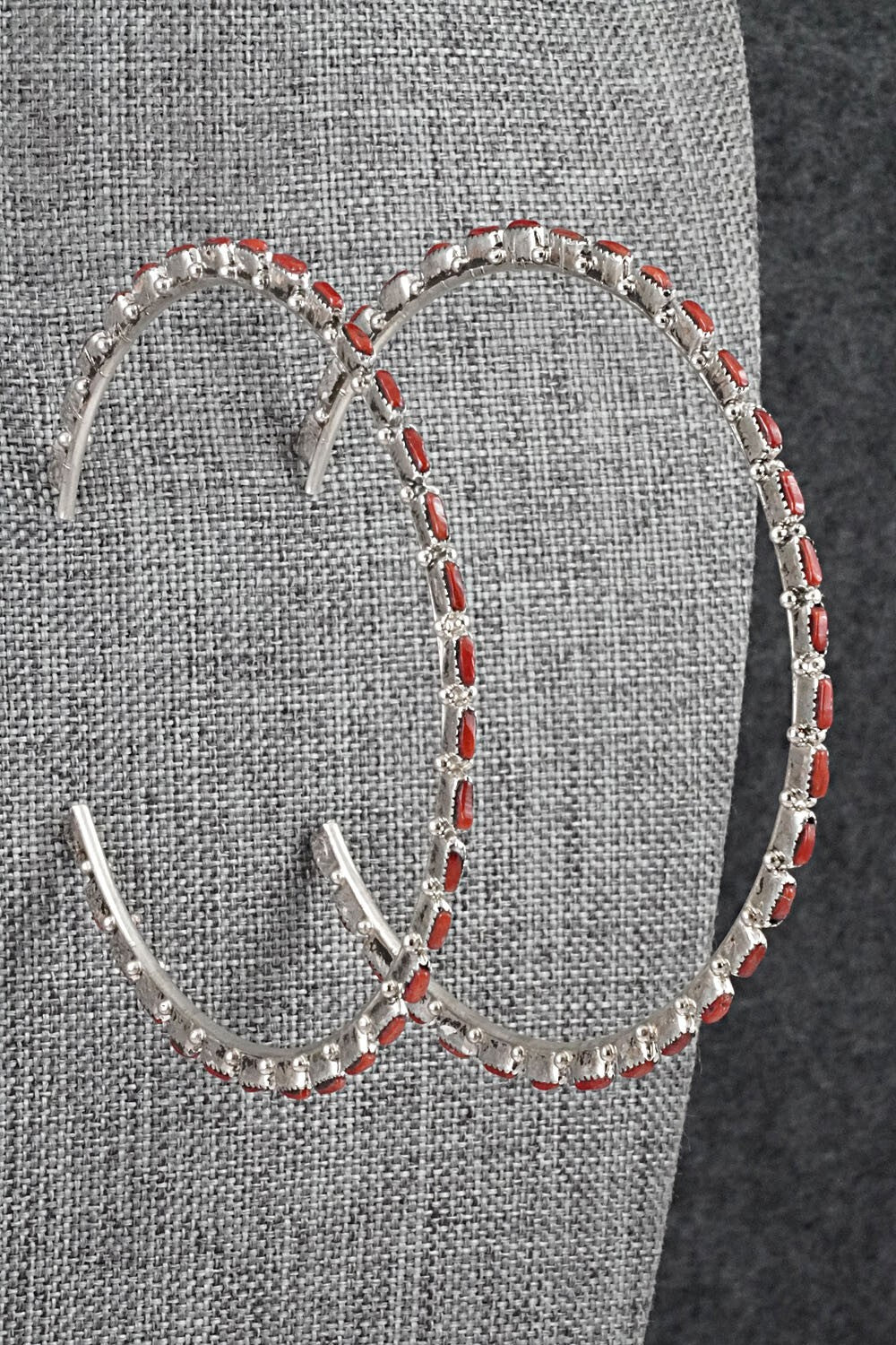 Coral & Sterling Silver Earrings - Aurelia Hughte