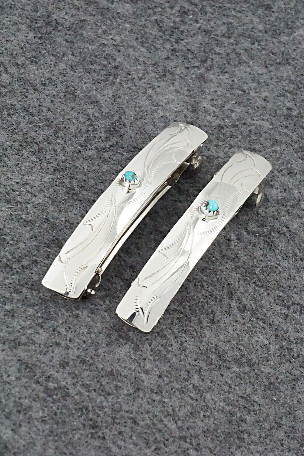 Turquoise & Sterling Silver Hair Barrettes - Randall Dalgai