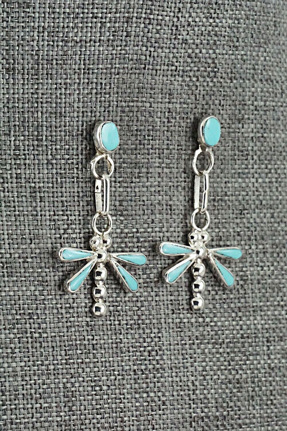 Turquoise & Sterling Silver Earrings - Erlene Edaakie