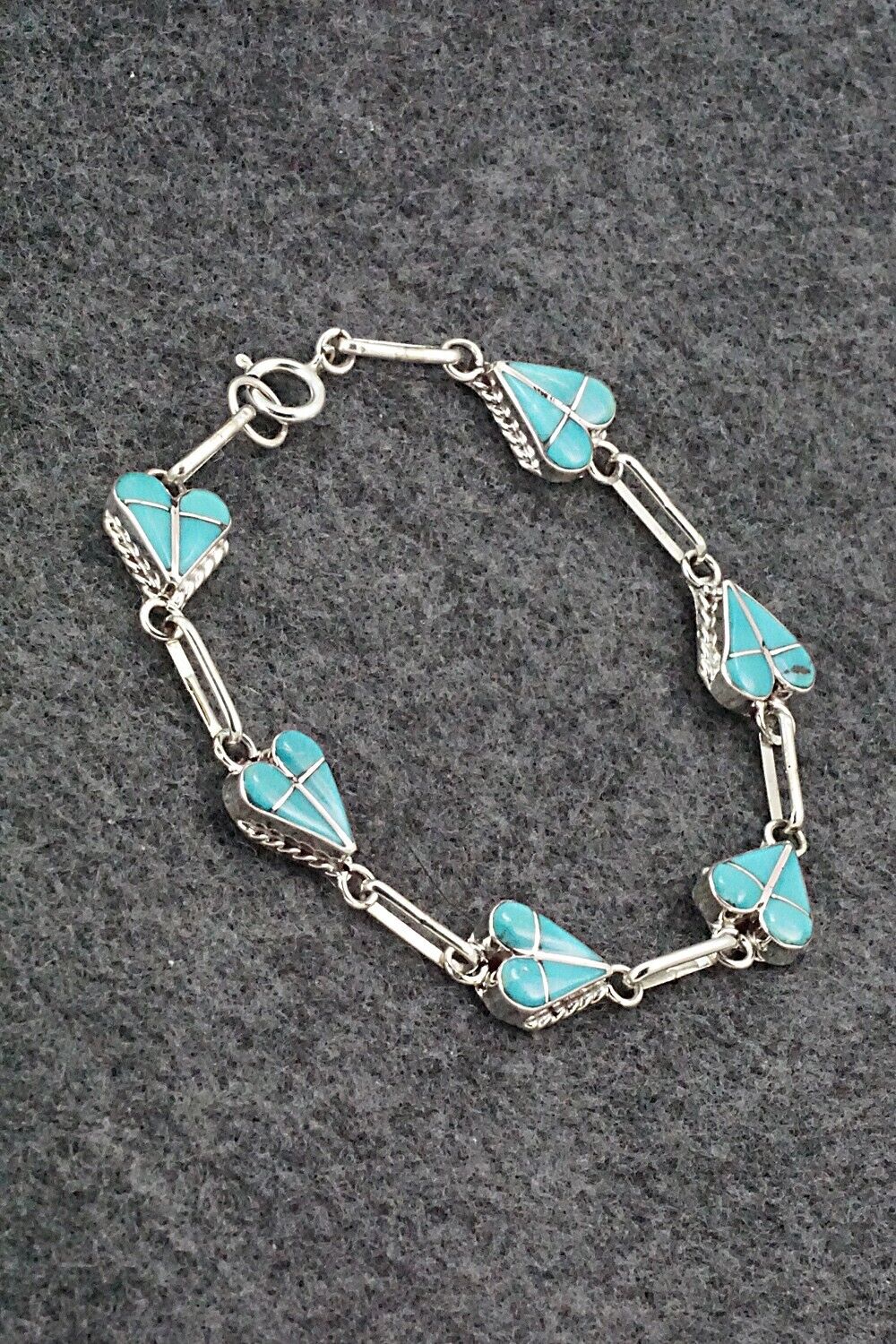 Turquoise & Sterling Silver Link Bracelet - Velda Nastacio