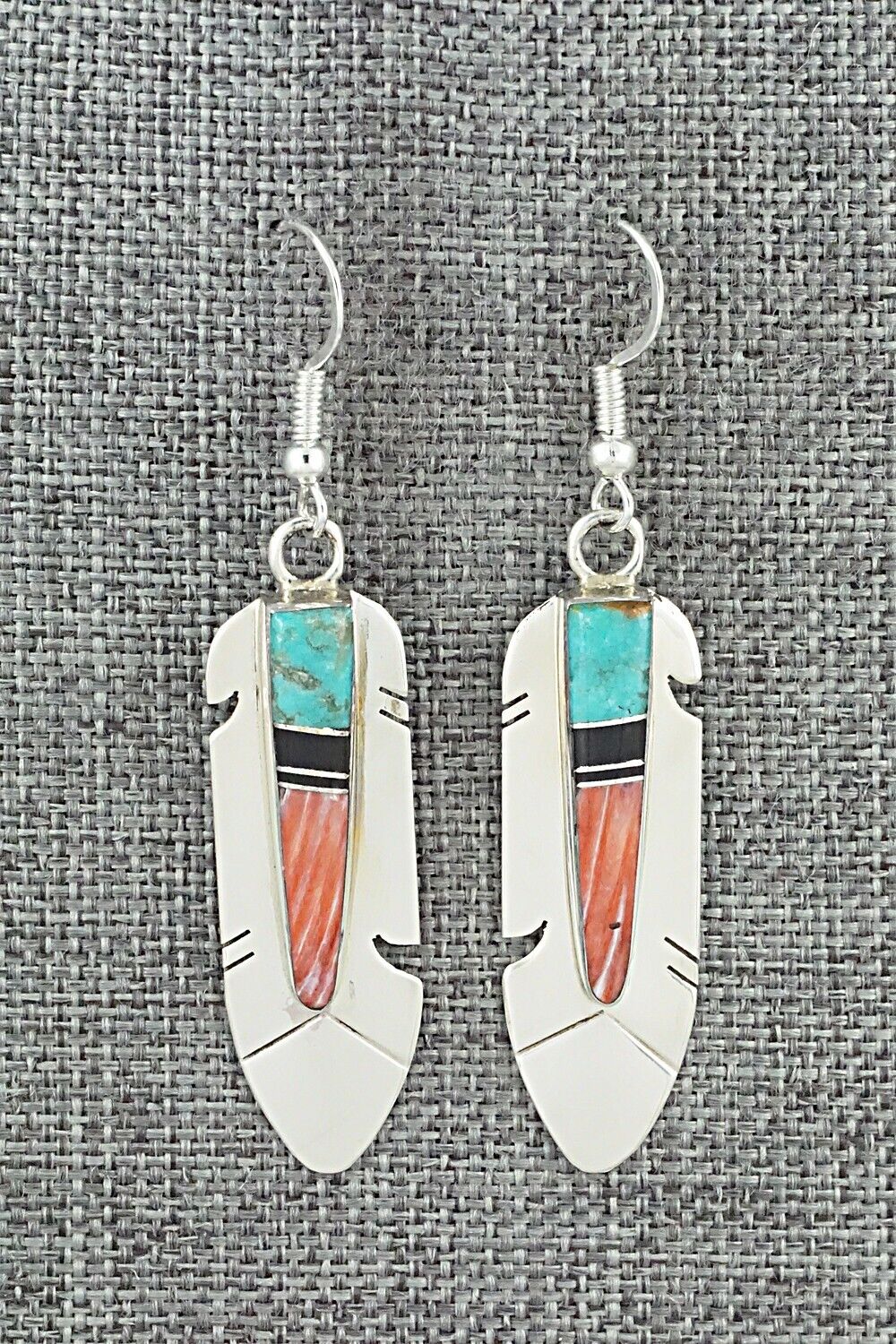 Multi-Stone & Sterling Silver Inlay Earrings - Marilyn Yazzie