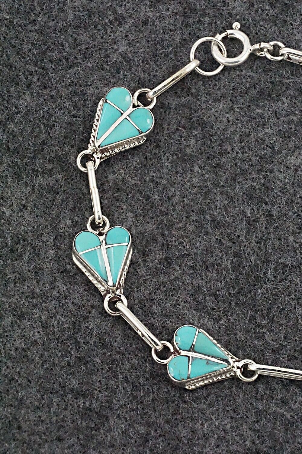 Turquoise & Sterling Silver Link Bracelet - Velda Nastacio