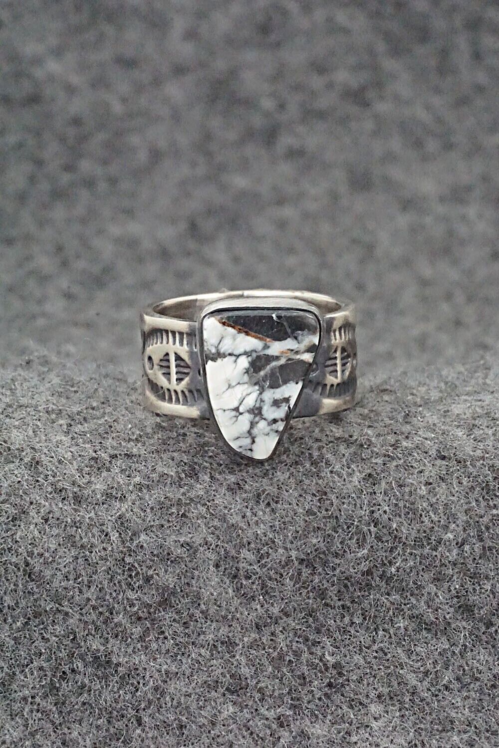 White Buffalo and Sterling Silver Ring - Raymond Coriz - Size 7 adj.