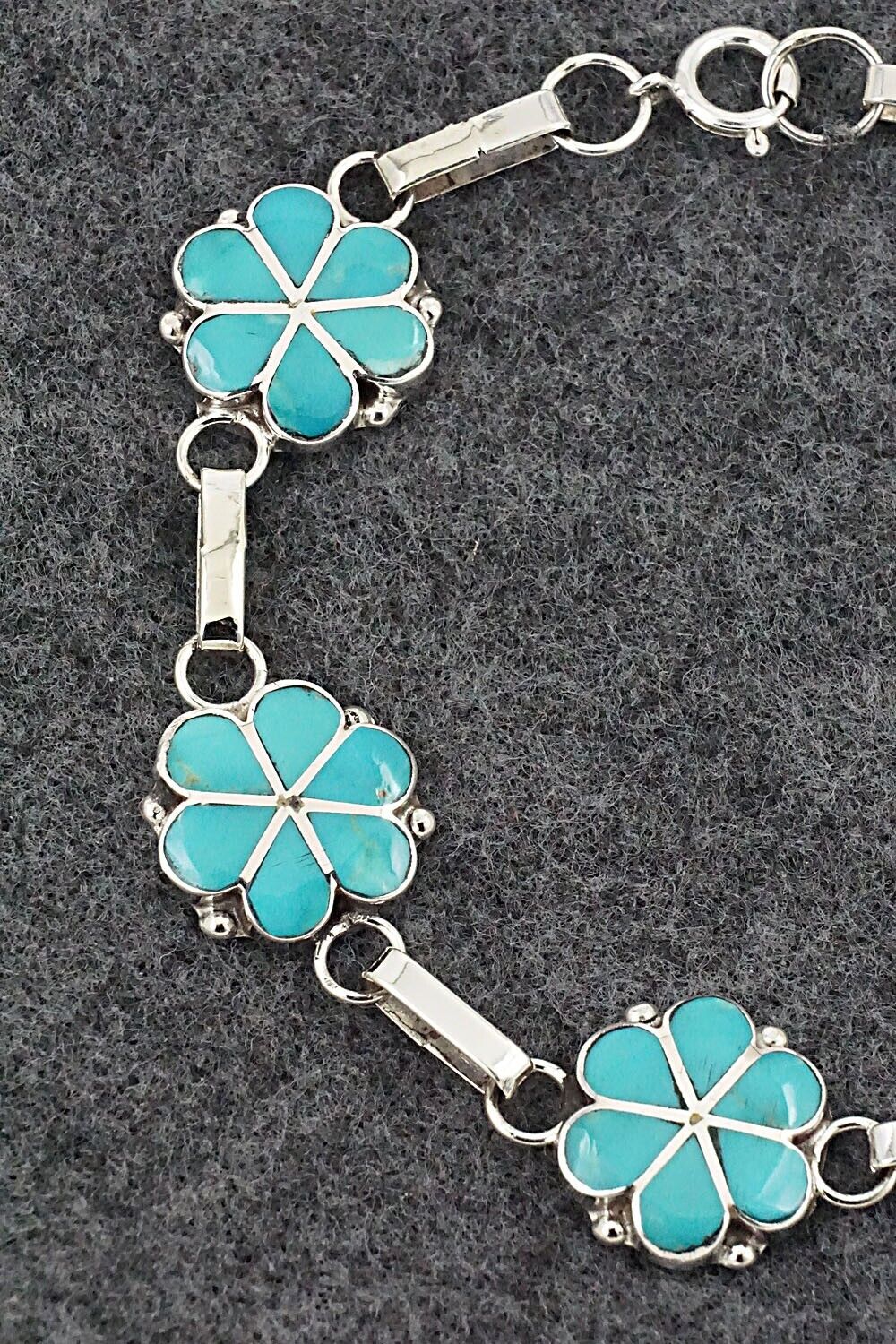 Turquoise & Sterling Silver Link Bracelet - Gina Dosedo