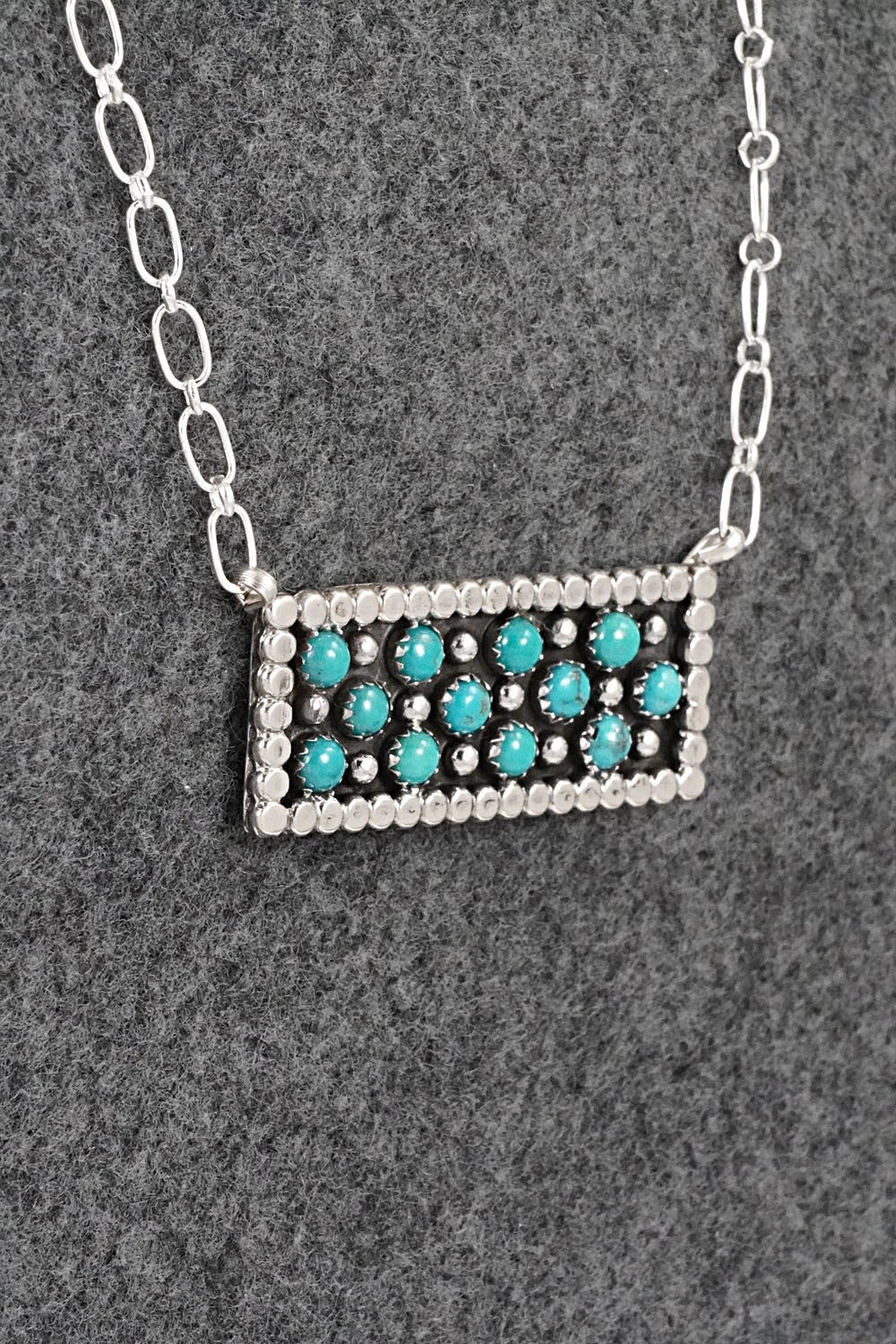 Turquoise & Sterling Silver Necklace - Kenny Lonjose
