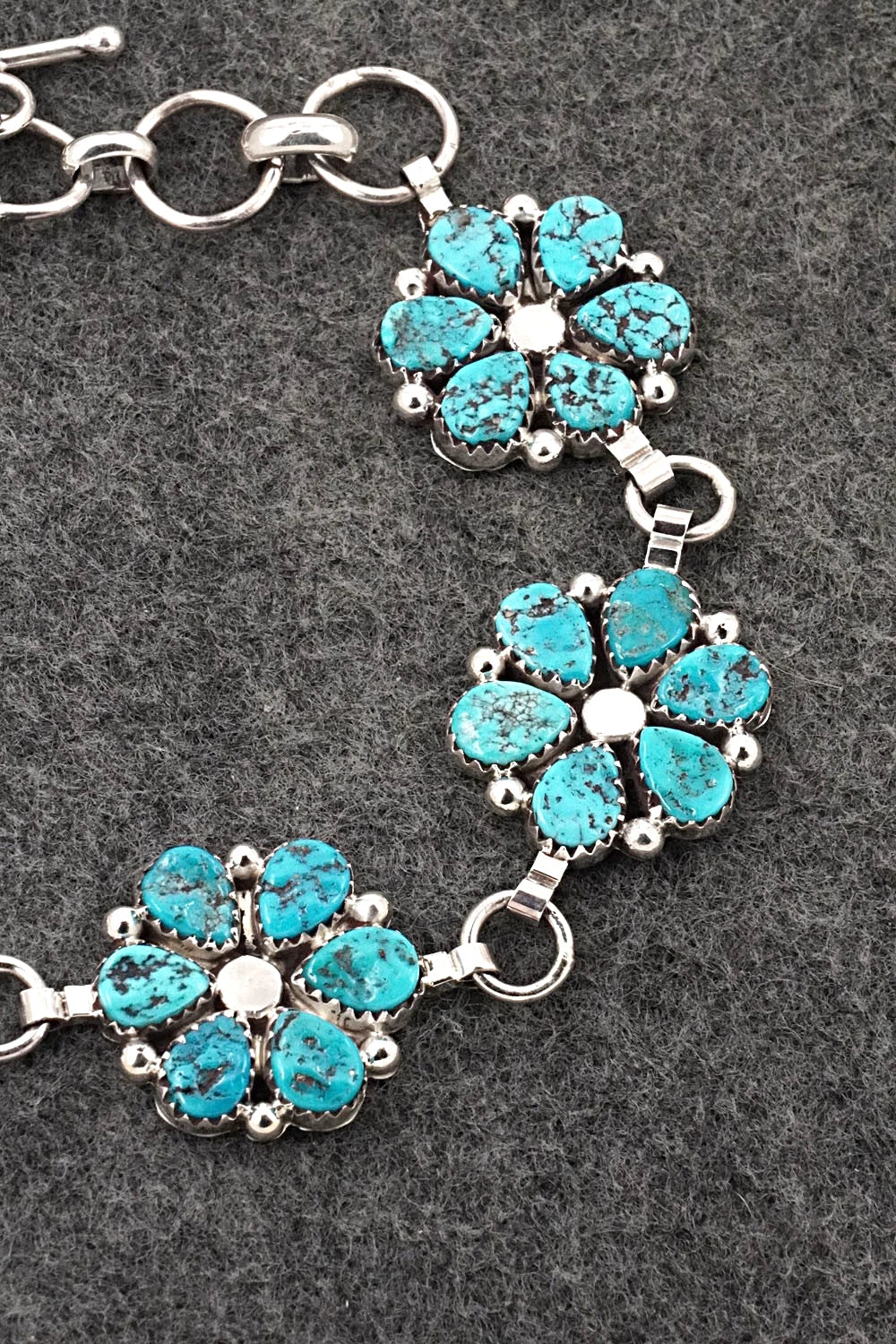 Turquoise & Sterling Silver Link Bracelet - Anthony Brown