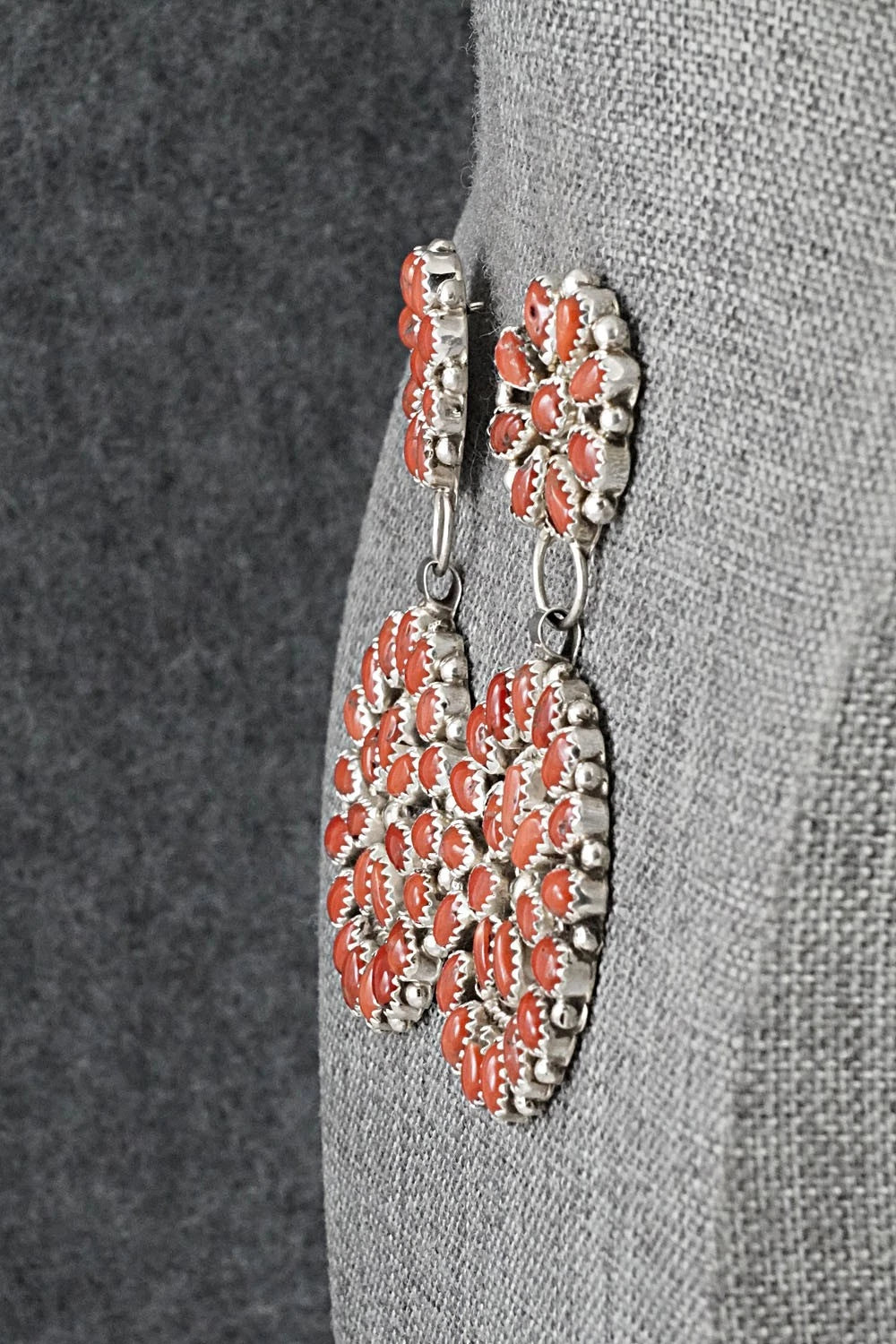Coral & Sterling Silver Earrings - Eunice Wilson
