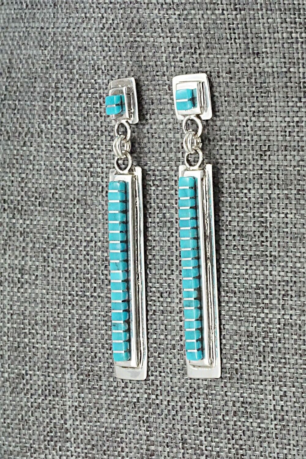 Turquoise & Sterling Silver Inlay Earrings - Janelle Shebola