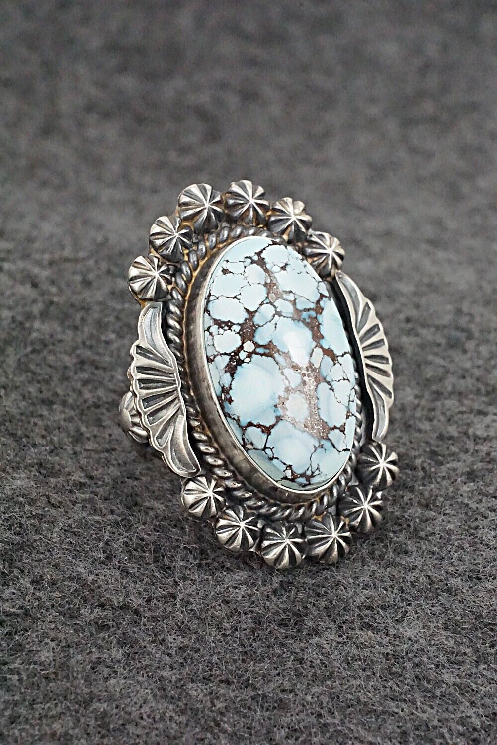 Turquoise & Sterling Silver Ring - Raymond Delgarito - Size 8.5