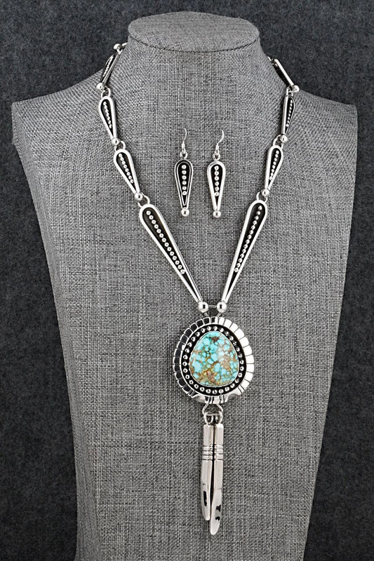 Turquoise & Sterling Silver Necklace and Earrings Set - Jonathan Nez