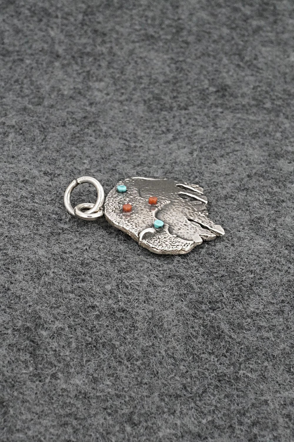 Turquoise, Coral & Sterling Silver Pendant - Virick Laweka