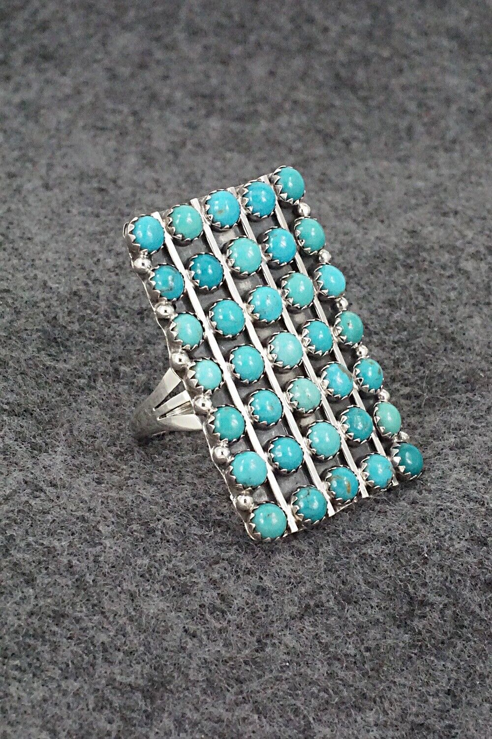 Turquoise & Sterling Silver Ring - Kenny Lonjose - Size 9.5