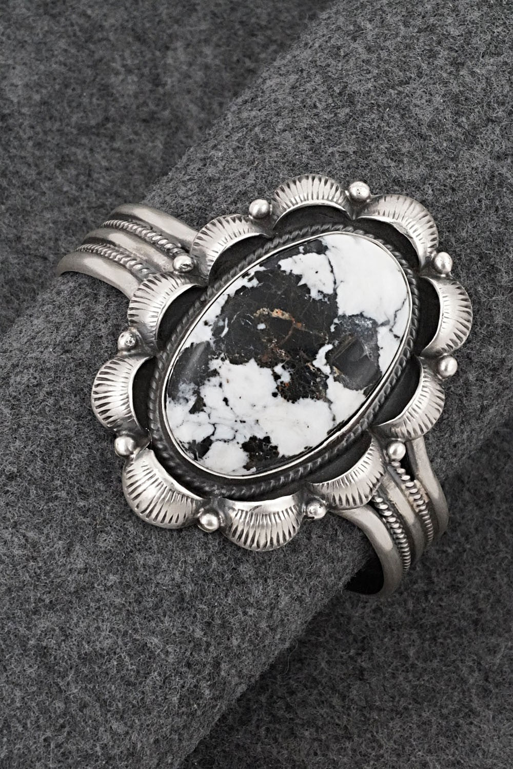 White Buffalo & Sterling Silver Bracelet - Vernon Johnson