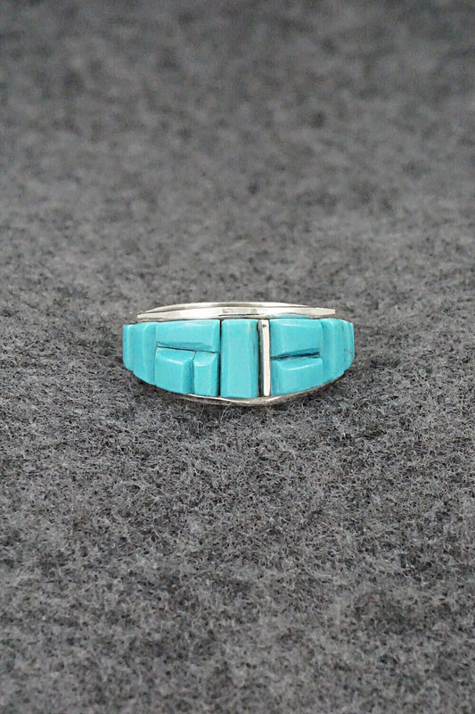 Turquoise & Sterling Silver Ring - Edison Yazzie - Size 9.75