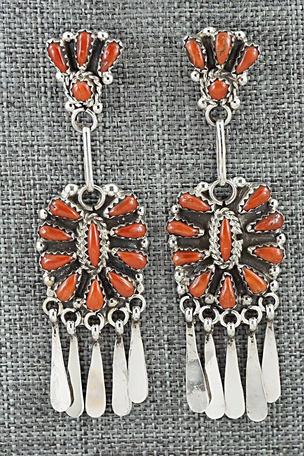 Coral & Sterling Silver Earrings - Alvarina Othole