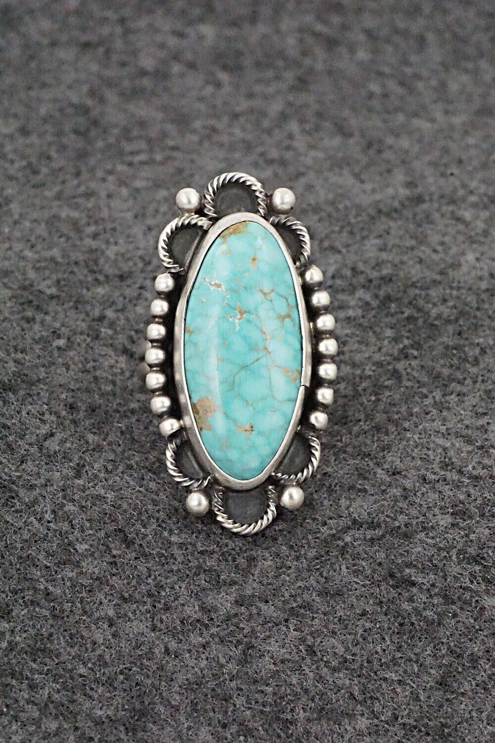 Turquoise & Sterling Silver Ring - Jameson Garcia - Size 8 Adj.