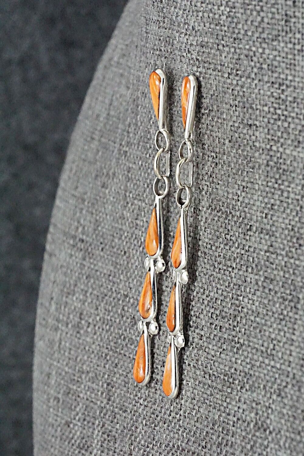 Spiny Oyster & Sterling Silver Earrings - Angela Gasper
