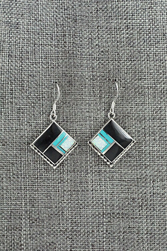 Multi-Stone & Sterling Silver Inlay Earrings - James Manygoats