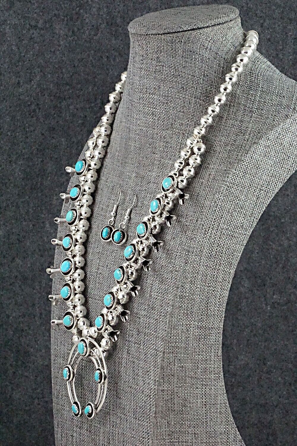 Turquoise & Sterling Silver Squash Blossom Set - Phil Garcia