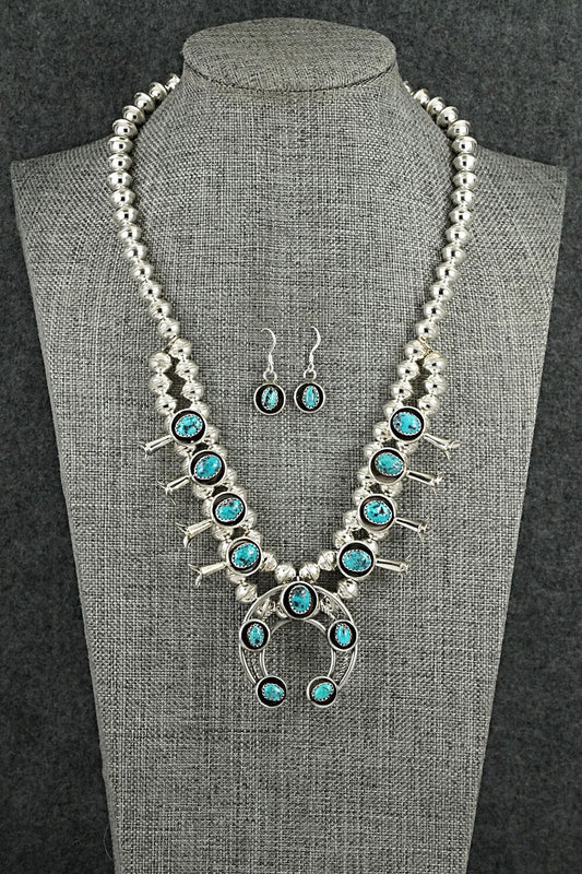 Turquoise & Sterling Silver Squash Blossom Set - Phil Garcia